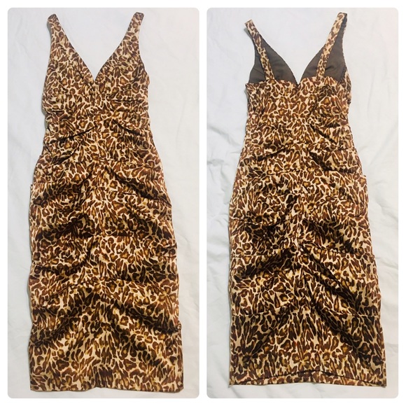 Nicole Miller Dresses & Skirts - Nicole Miller Leopard Wiggle Dress Bustle Back